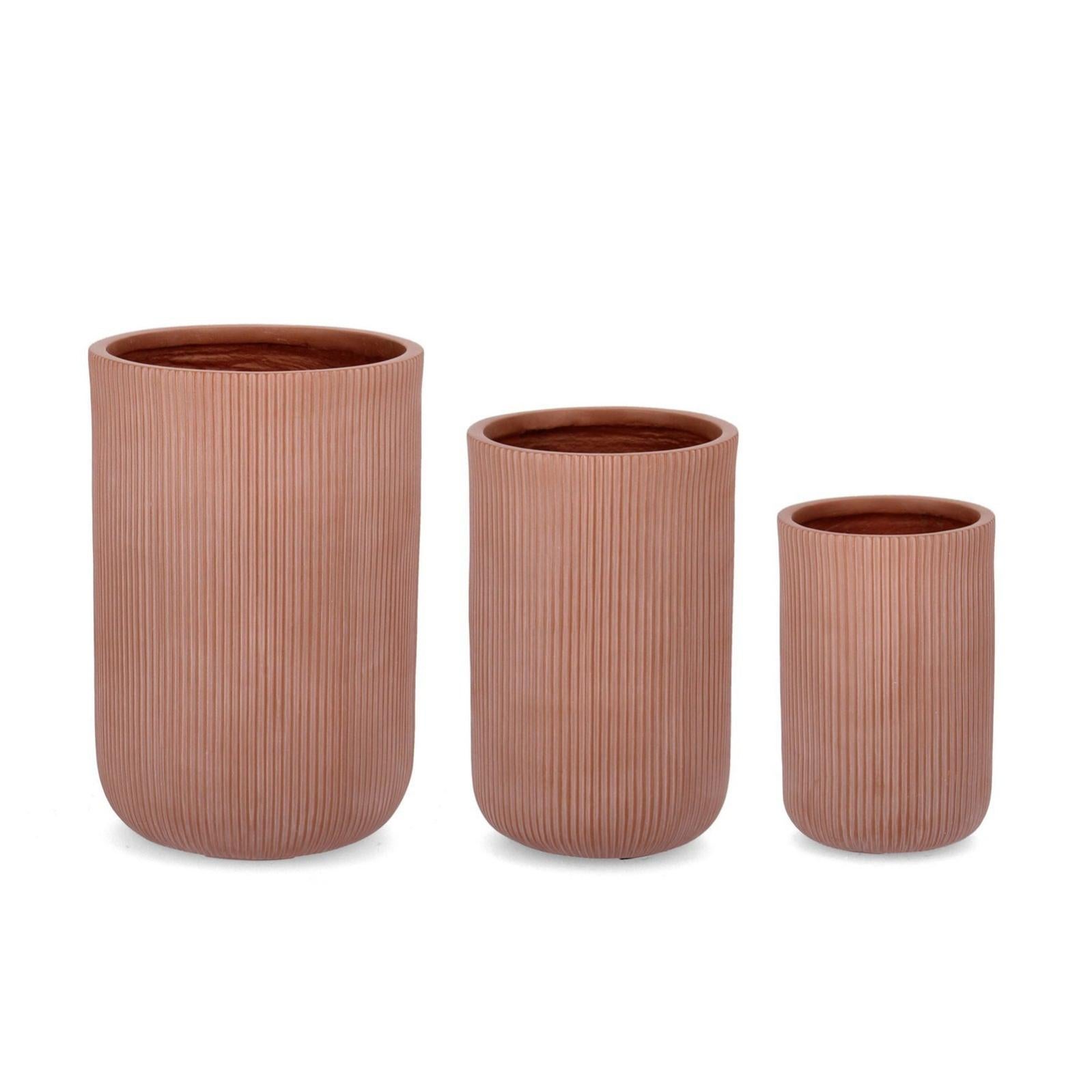 Set3 P.Vaso Ribbed To Terracotta Leroy Merlin