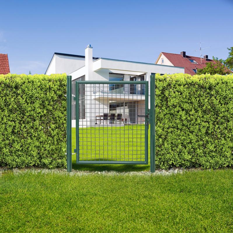 Portillon De Jardin 105x150 Cm En Acier Vert - Avec Serrure Et Poignée - Installation Par Scellement
