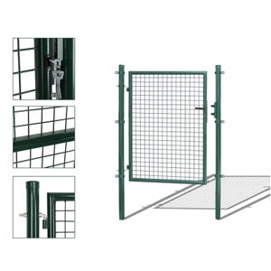 Cancello da giardino in rete, acciaio zincato, recinzione con serratura,  cancello 125 x 100 cm, verde