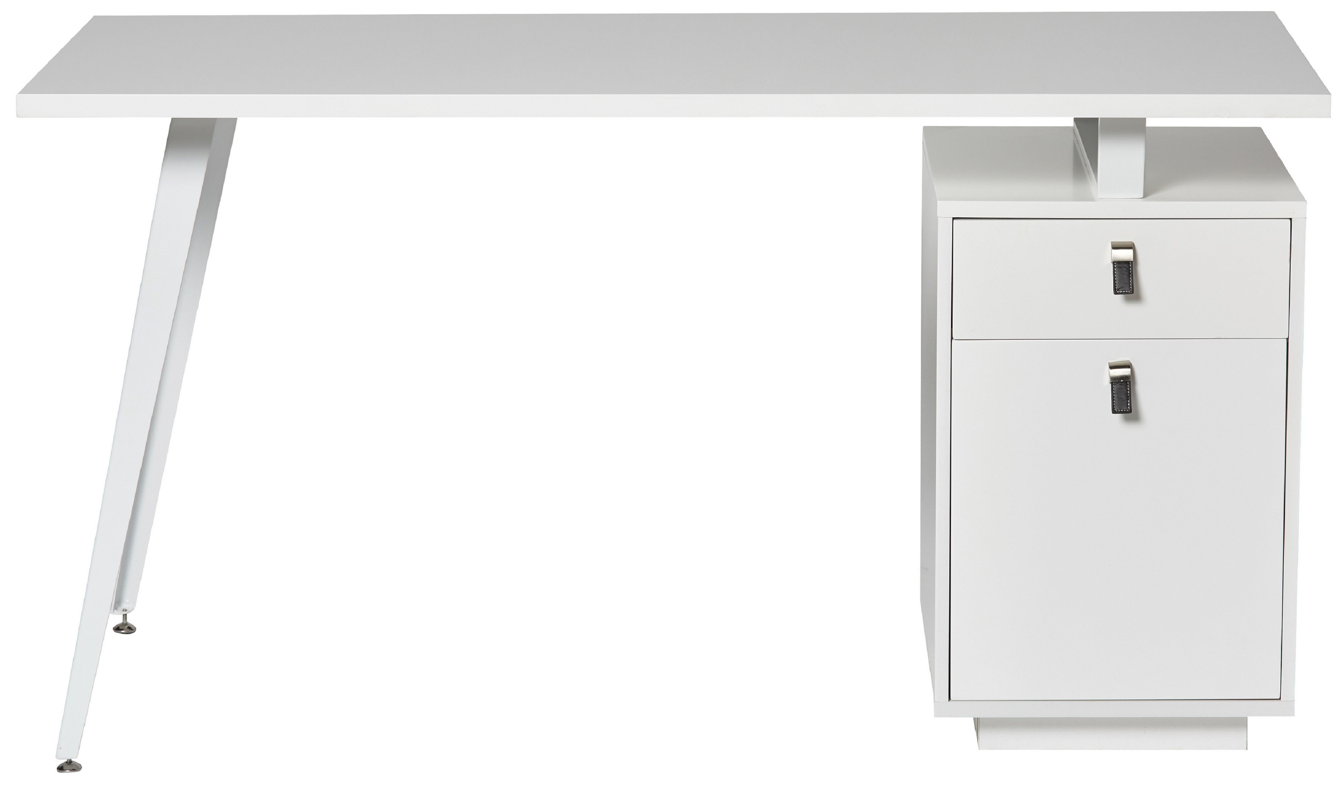 Bureau en bois blanc mat et structure en métal, 140 x 60 x 76 cm — Qechic