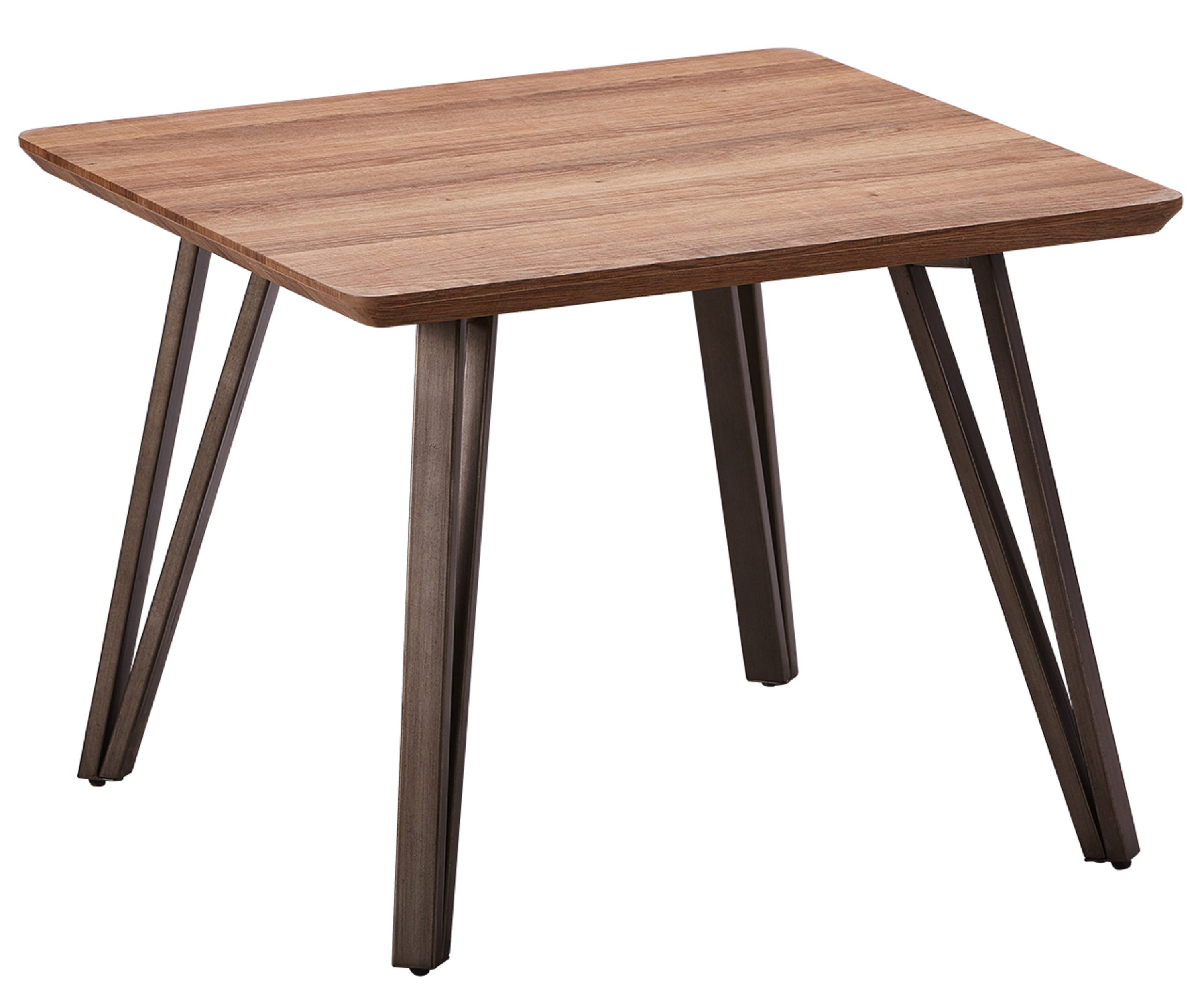 Table de coin carrée,table d'appoint en mélamine chêne avec pied en métal  laqué noir-Longueur 60 x Profondeur 60 x Hauteur 45 cm