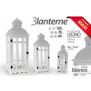 Set di 2 lanterne decorative con struttura in legno e vetro