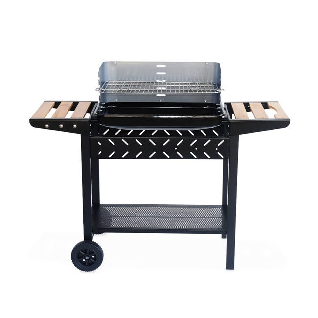 Gril barbecue professionnel à bois de couleur noir avec