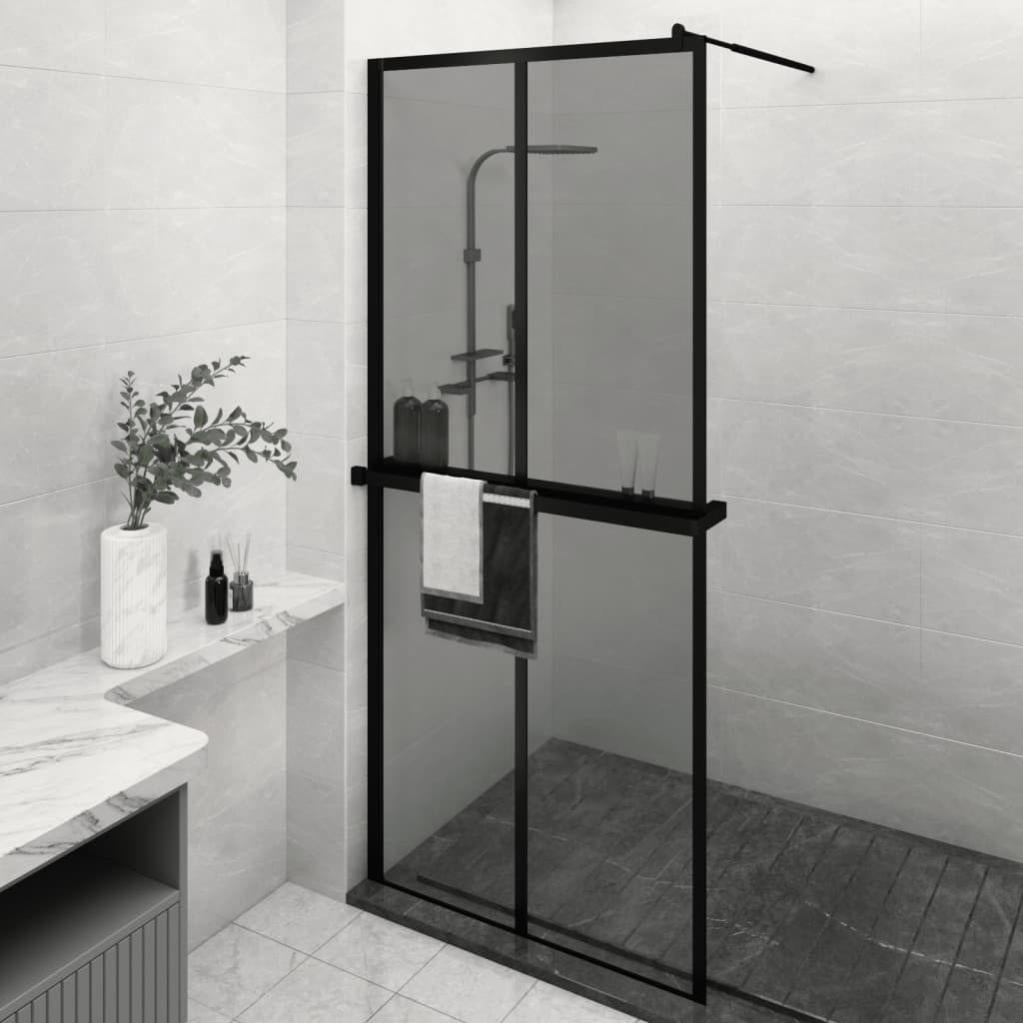 Paroi De Douche Fixe En Verre ESG 90x195 Cm – Transparent Avec Profilés Noirs (neuf)