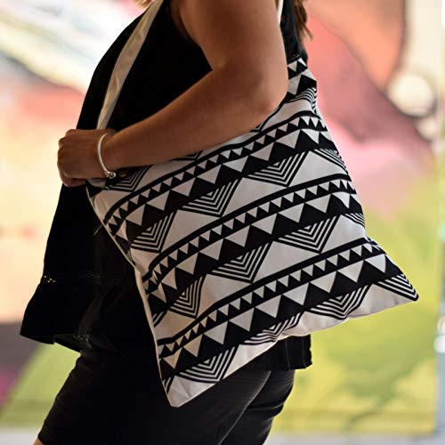 Bolsa Tote De Diseño Geométrico Blanco Negro Tote Bag Con Asas Largas Multiusos Reutilizable Ecológica | Leroy Merlin