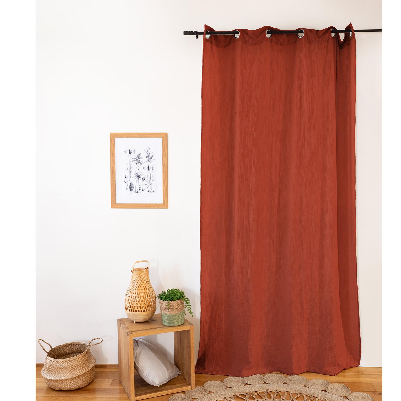 Rideau d'ameublement en gaze de coton Ocre 135 x 240 cm Gaze de