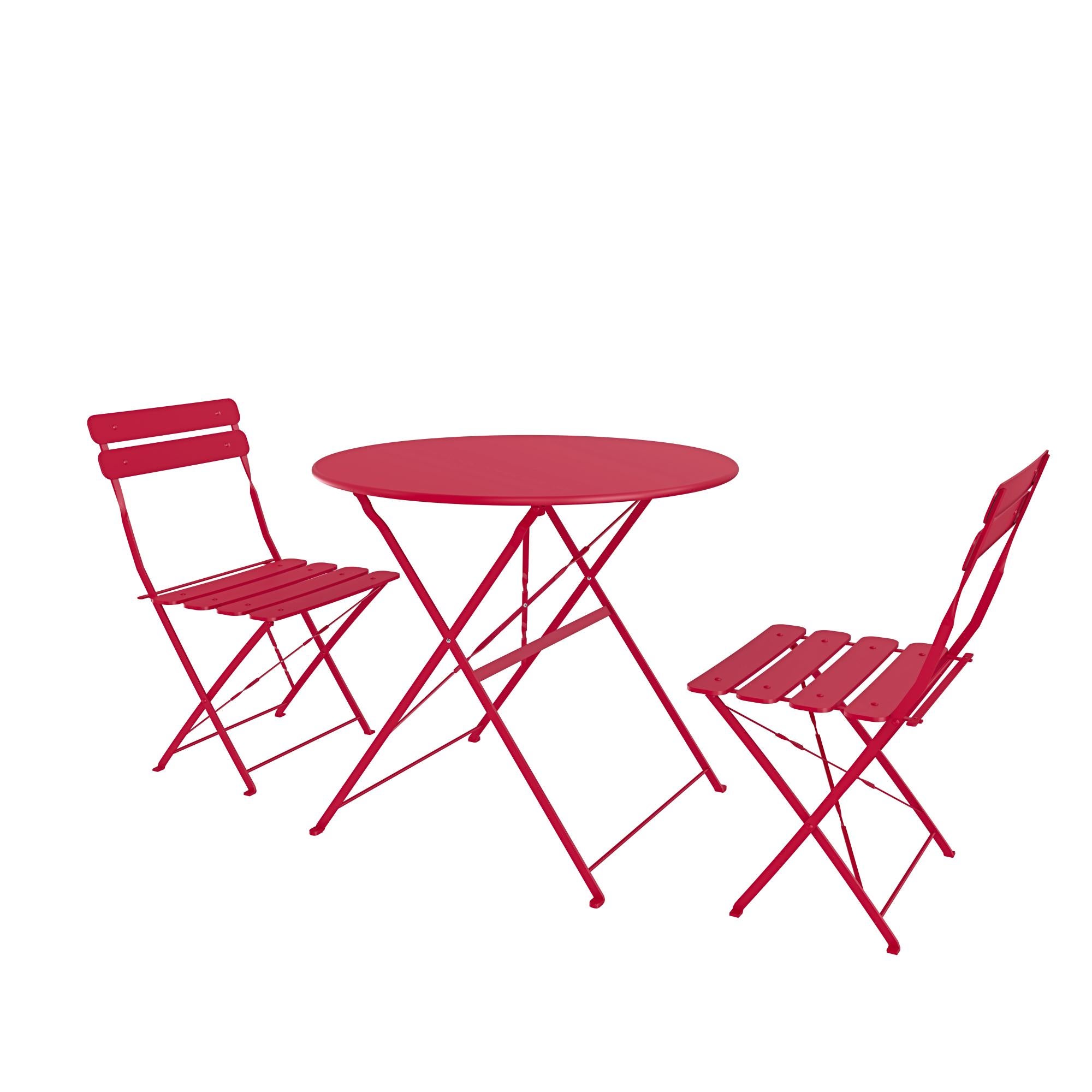 Tavolo da giardino bistrot pieghevole rotondo in acciaio 2 posti