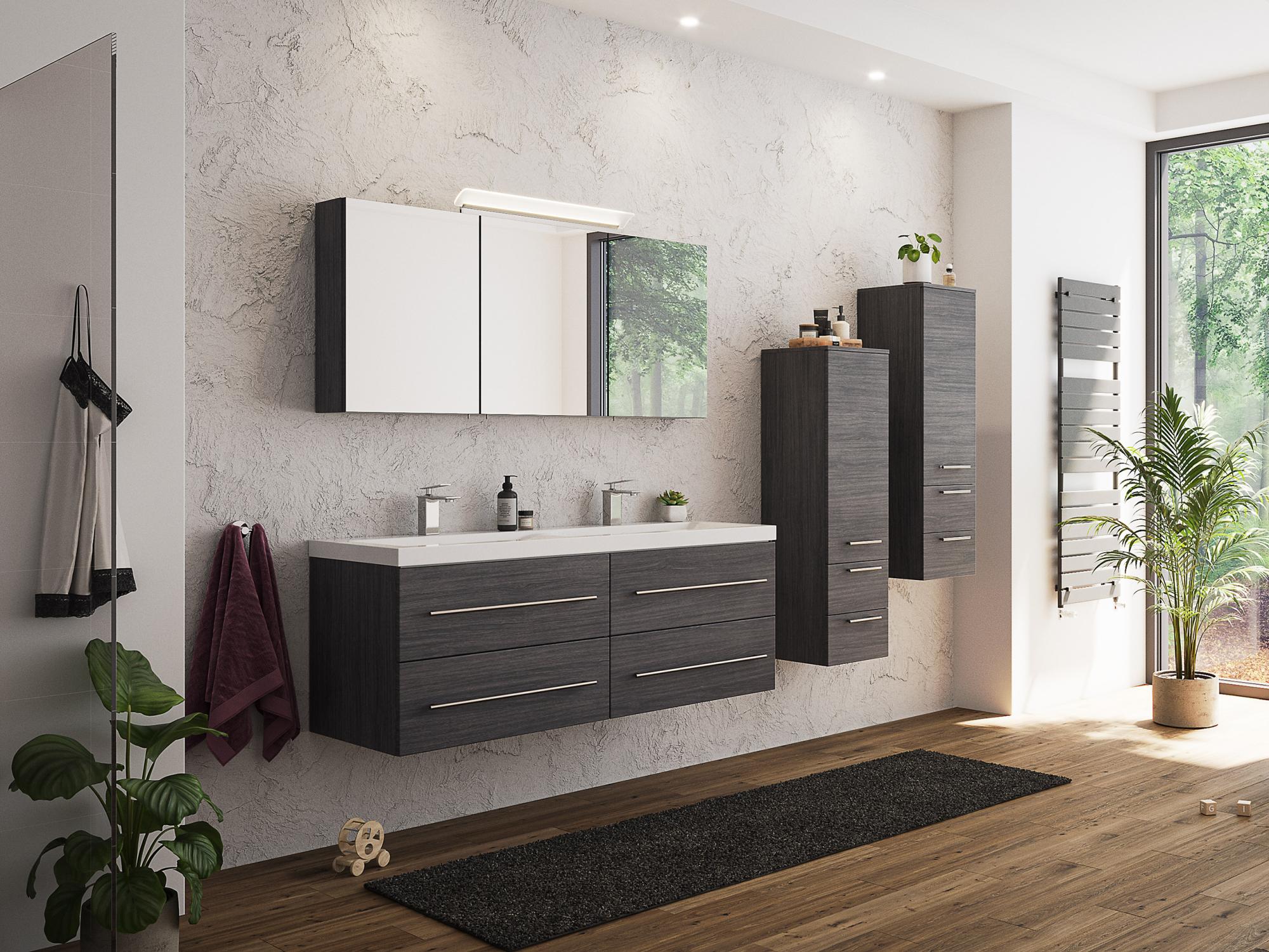 Ensemble de meubles SDB PERSEPOLIS XL charbon antique avec armoire de