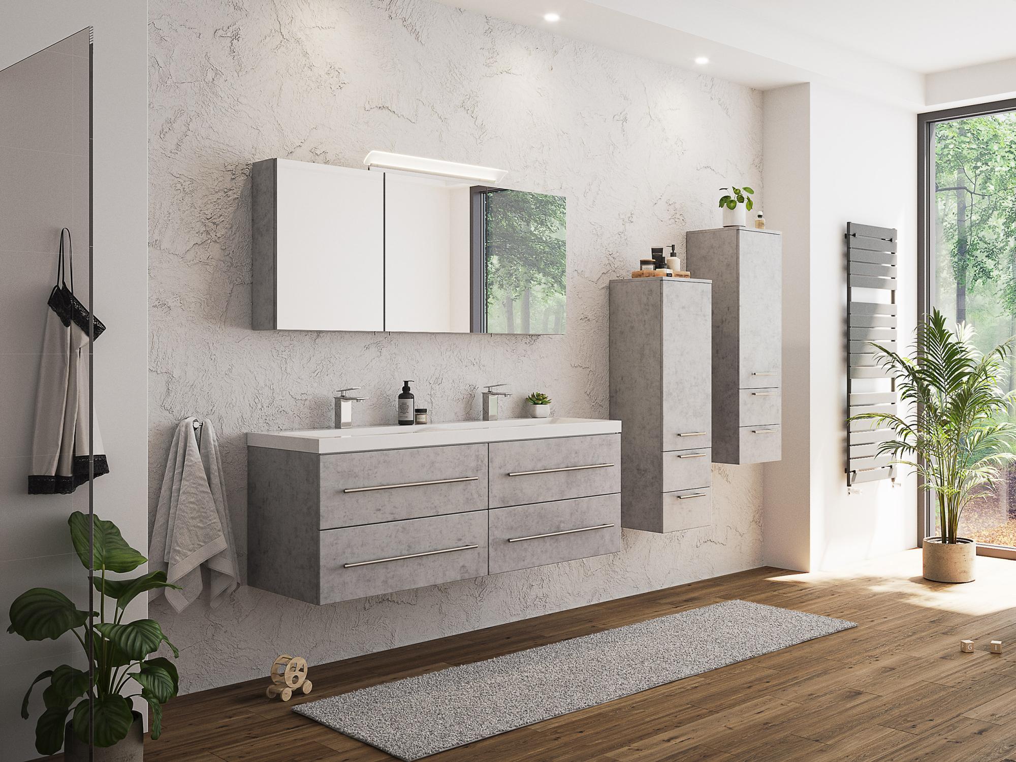 Ensemble de meubles SDB PERSEPOLIS XL aspect béton avec armoire de