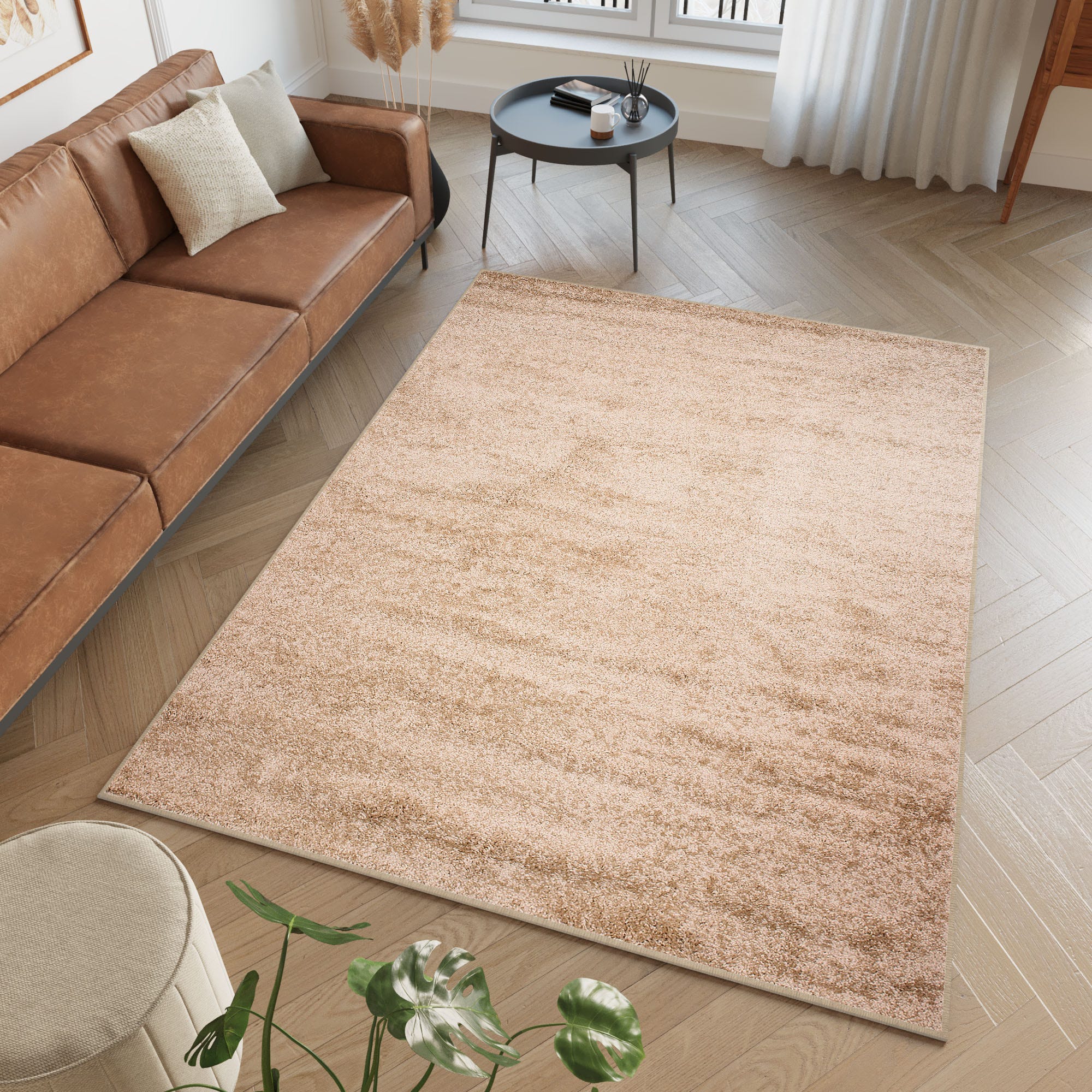 Alfombra IG-Tapis de salon beige minimaliste, grande surface, confortable  et doux, chambre à coucher, plaid rayé lea - AliExpress