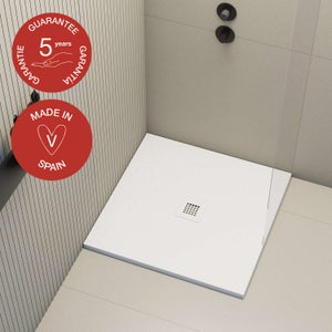 Plato de ducha cuadrado 80x80 cm color blanco en resina Ponsi Solilux BPR01