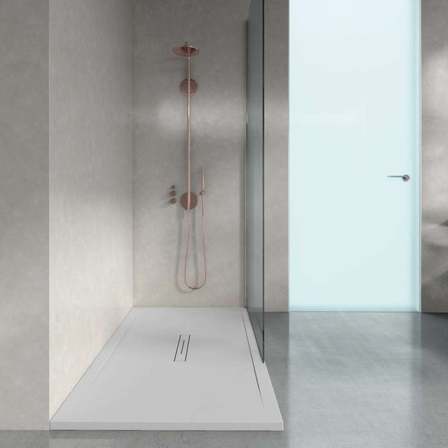 Plato de ducha extraplano con resina Blanco 70x180 cm