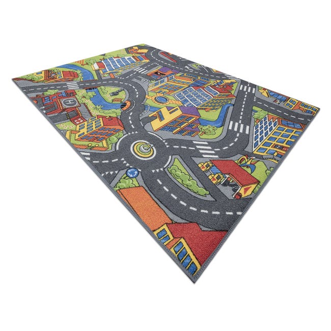 GlowSol City Life - Alfombra infantil de 5 x 7 pulgadas, alfombra educativa  de tráfico por carretera, multicolor, alfombra de juego antideslizante