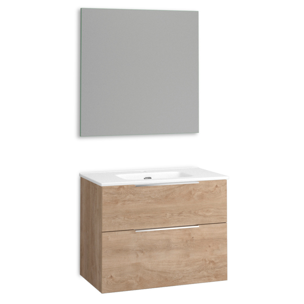 Mueble baño LIDO de 70 cm suspendido de madera MDF de 3 cajones acabado en  TER con lavabo ceramico y espejo. - Zomwy