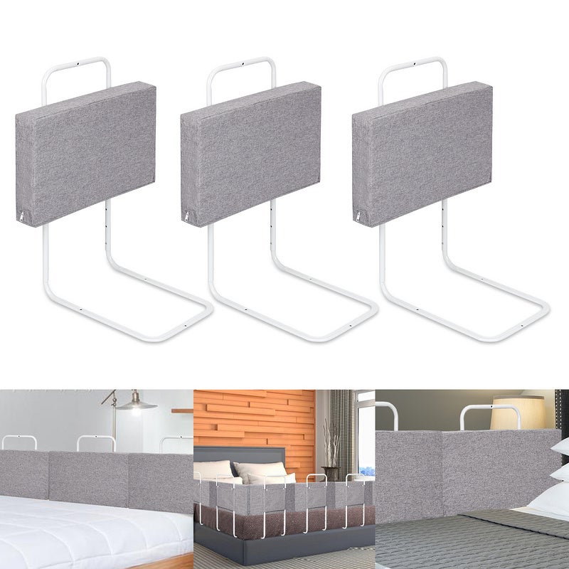 Barrière de Sécurité de Lit Bébé Portable 180CM Hauteur Réglable  Soulèvement Vertical Double Verrou de Sécurité Gris - Costway