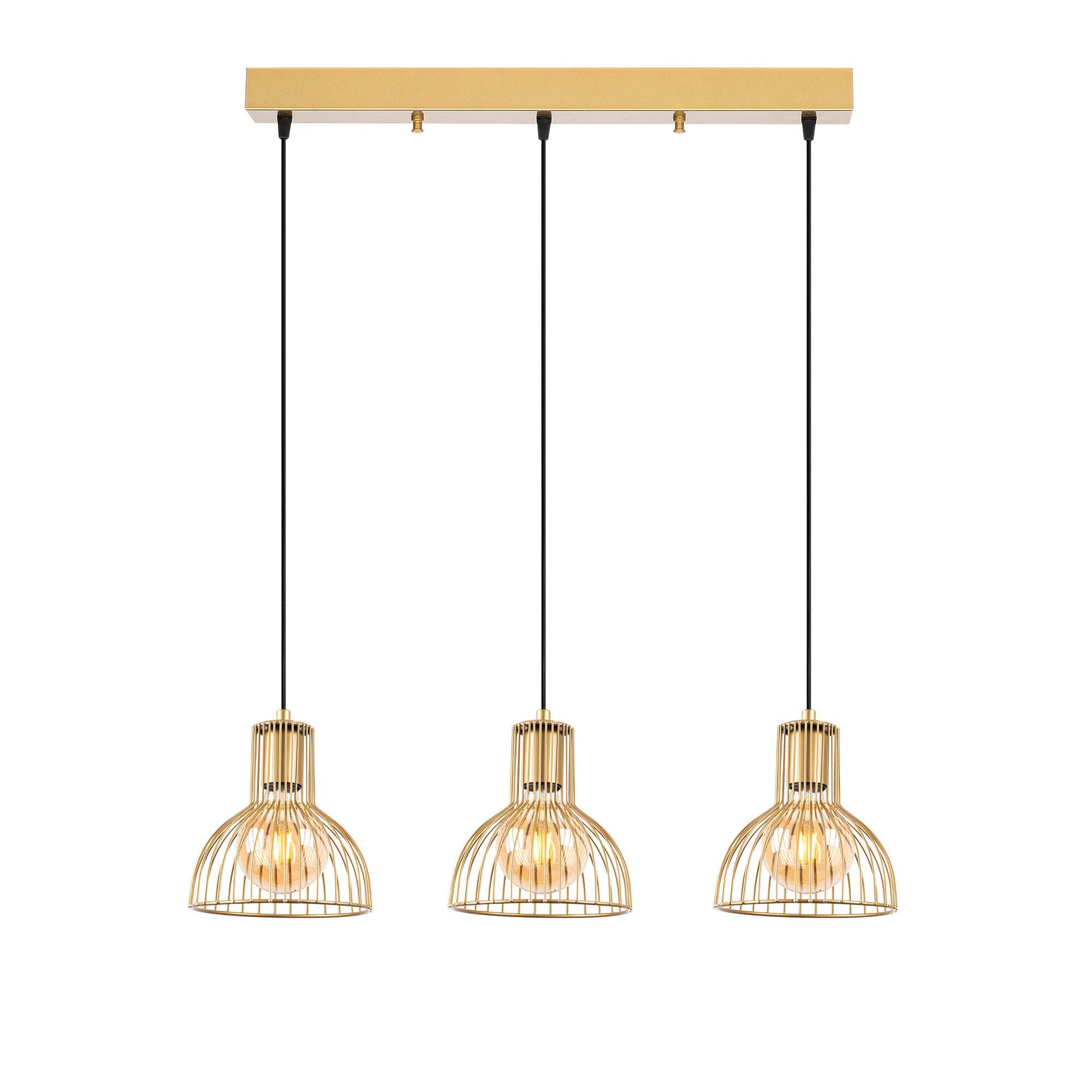 Suspension 3 lampes filaires alignées Randis 70cm Métal Or | Leroy Merlin