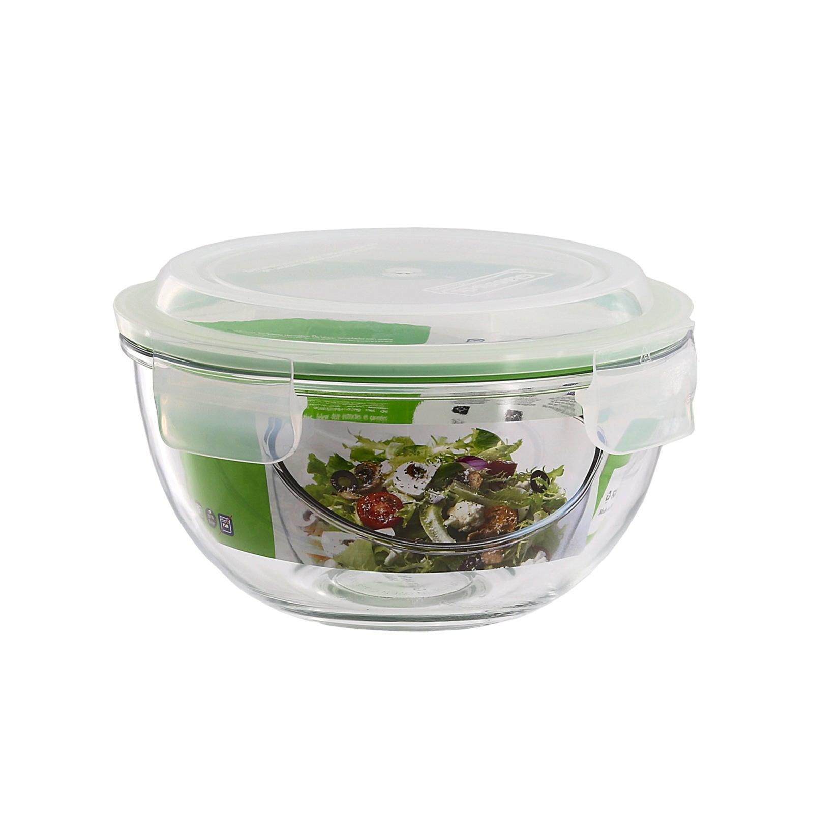 Glasslock Bowl Ensaladera Hermética Redonda con Tapa de 1L en Vidrio