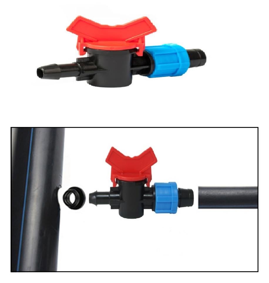 JENSWILL Confezione da 2 valvole a sfera spinate da 5/8 OD in linea valvola a sfera con interruttore di arresto con portagomma per irrigazione a goccia e acquari Agricultura Garden