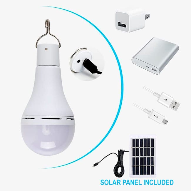 Ampoule led à lampe à led de hangar à énergie solaire, 2 pack de lampe de  lanterne de charge USB portable avec panneau solaire, lumière de camping de  110 lumens pour la