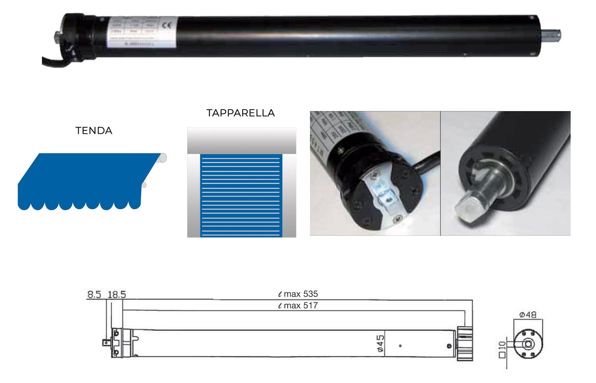 Motore per tapparelle e tende da sole showin ø mm.45 - kg.55 di