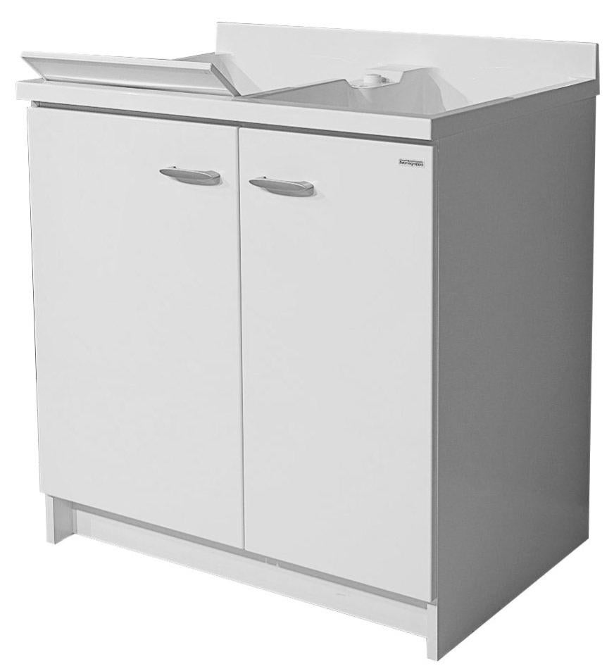 Mobile Lavatoio 60x60x85cm 2 Ante Asse In Termoplastico Montegrappa Edilla Bianco 351303