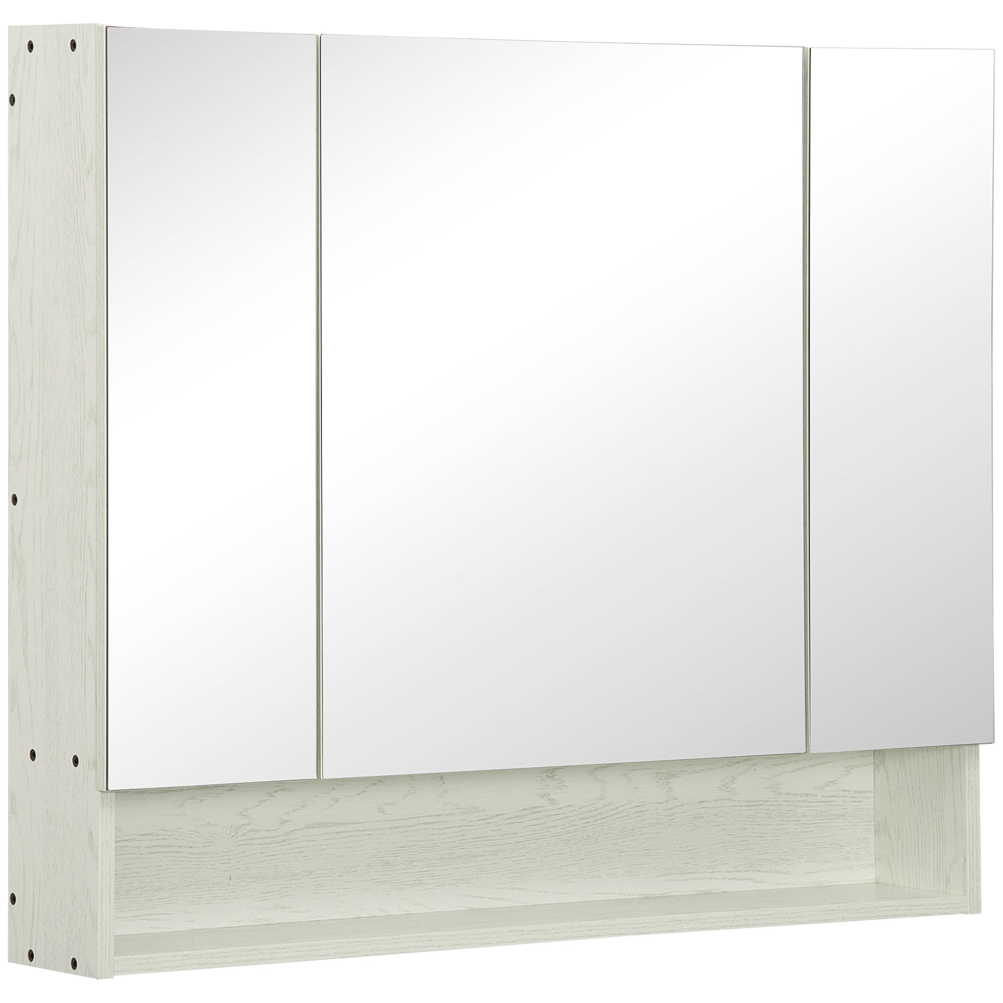 Armadietto da bagno a specchio con 3 ante 90x11x65cm Armadio bagno in legno  con specchio bianco - Costway