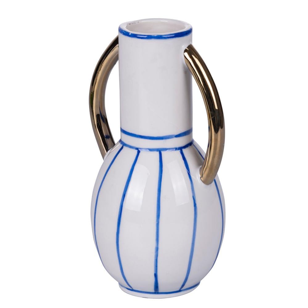 Vaso Decorativo Rustico In Metallo Con Manici: Stile Shabby Chic Vintage