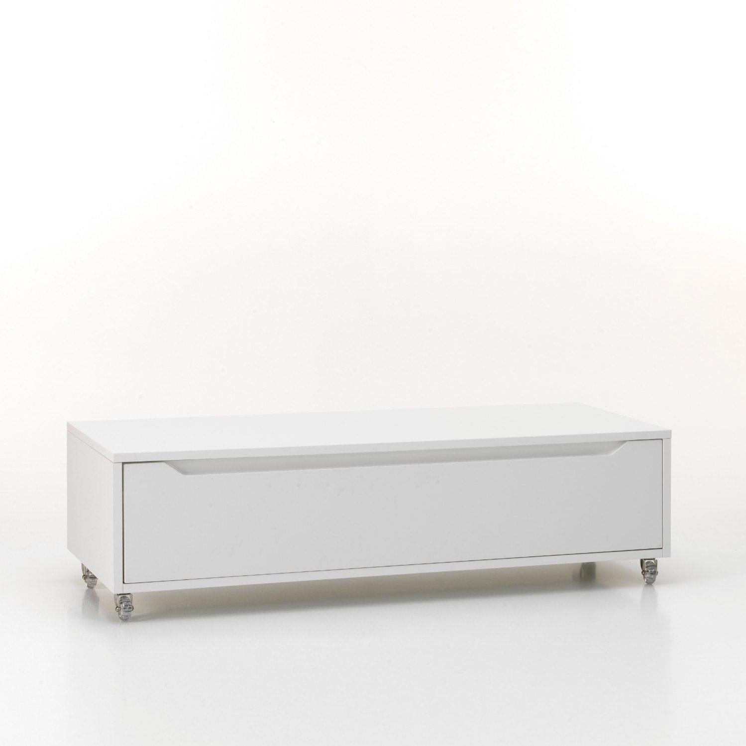 Cassettiera Bianca 5 Cassetti Su Ruote – 25x34x82 Cm, Impermeabile, Per Bagno, Cameretta O Soggiorno