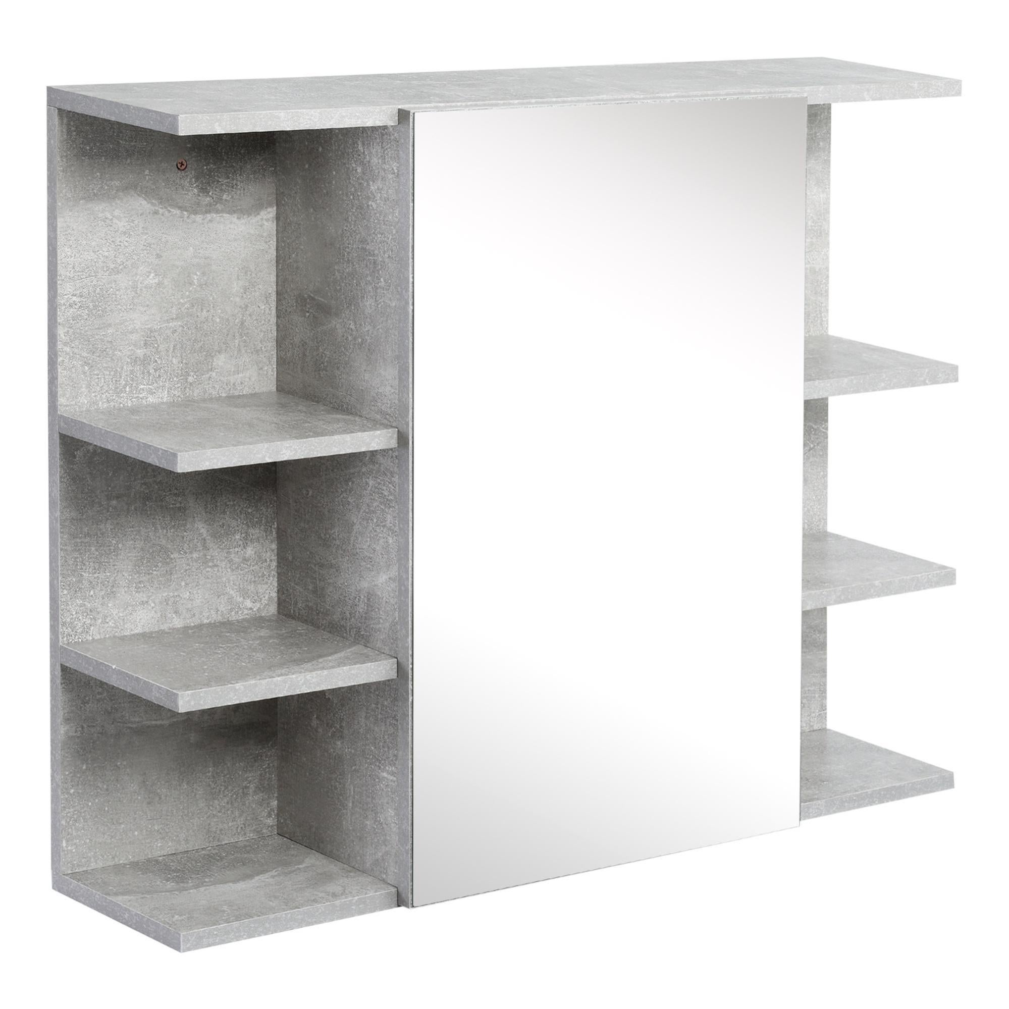 HOMCOM Specchio Da Bagno Moderno In Legno Con 4 Ripiani Nero - 5