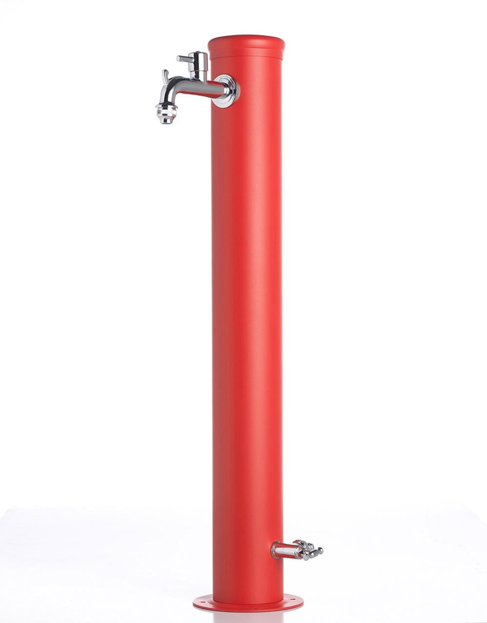 Fontana A Parete Belfer Con Doppio Rubinetto - Design Rustico In Ferro Verniciato, Colore Ruggine, Made In Italy