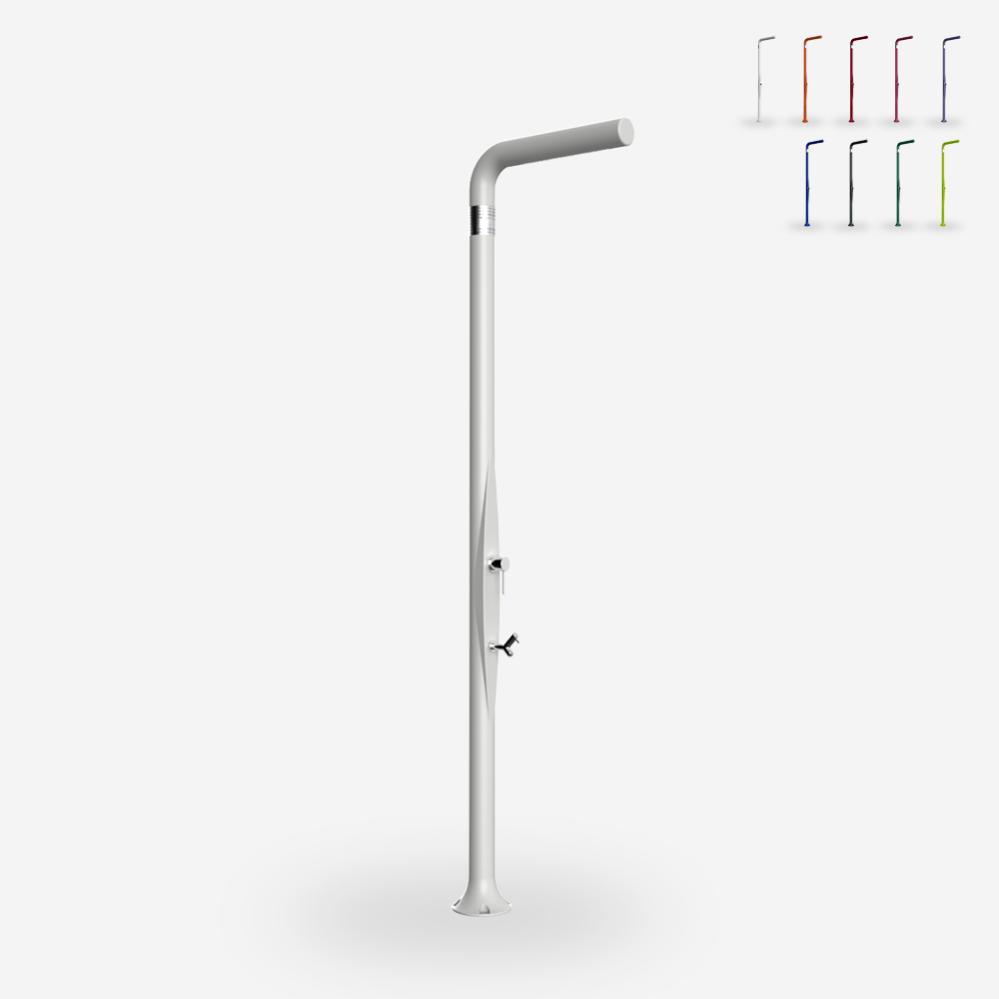 Ducha Para Piscina Al Aire Libre Con Jardín Moderno Con Mezclador Lavapies Arkema Design Funny Yang T225 - Blanco