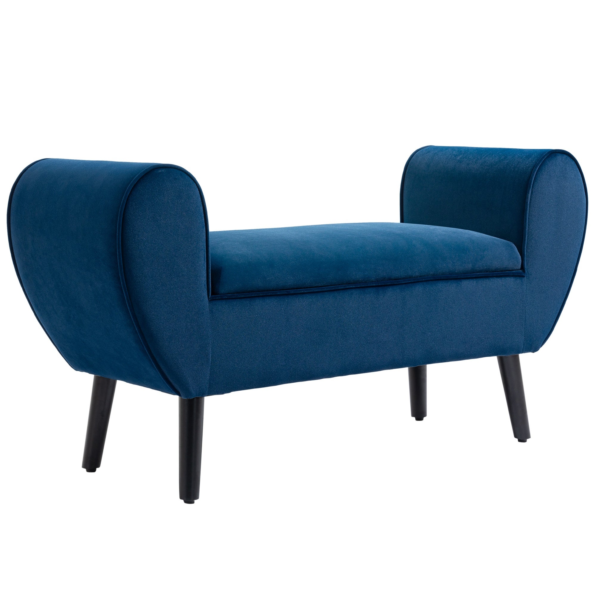 Panca Pouf Contenitore Imbottita 118x42x66 cm in Tessuto Blu