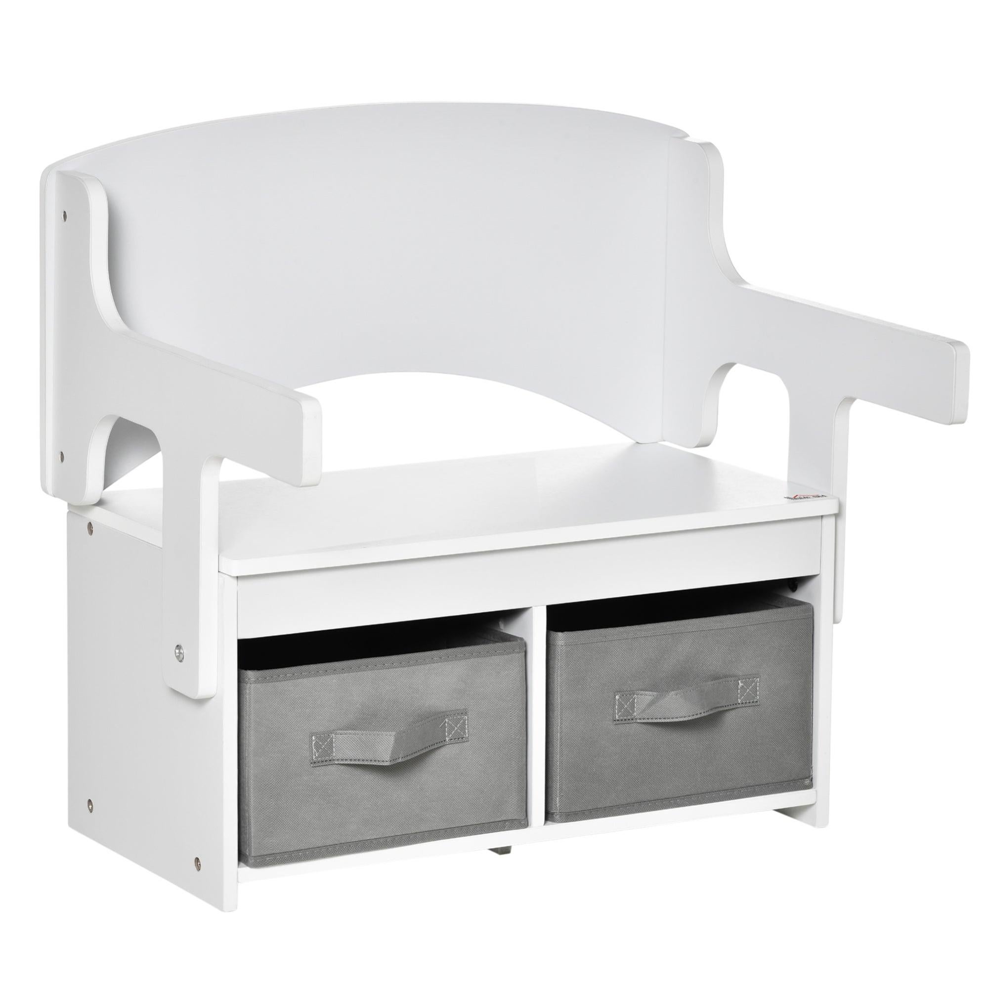 Cassapanca E Libreria Bianca Per Bambini - 58x38 Cm, In MDF E Pino - Ideale Per Camera Dei Piccoli