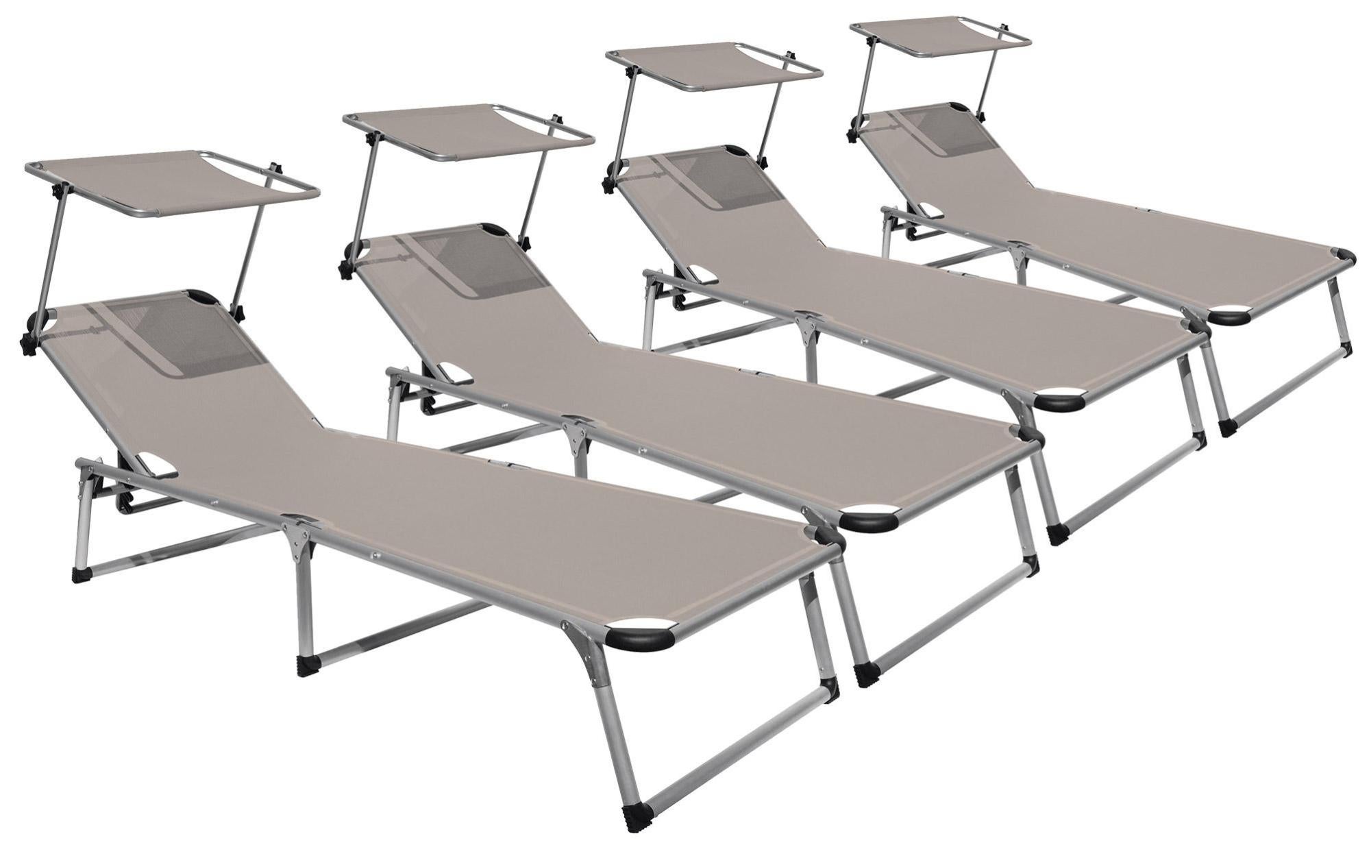 Set Di 2 Lettini Da Giardino Nilo - In Alluminio E Textilene, Schienale Regolabile, Grigio Antracite - Foto 10