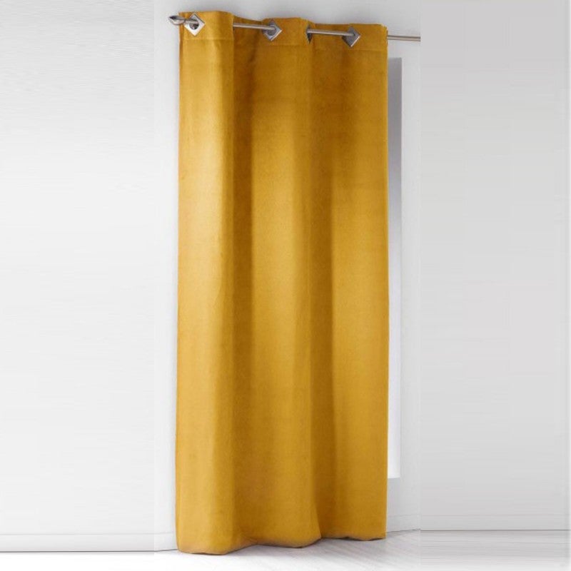 douceur dintérieur rideau a oeillets carres 140x240 cm suede suedine jaune