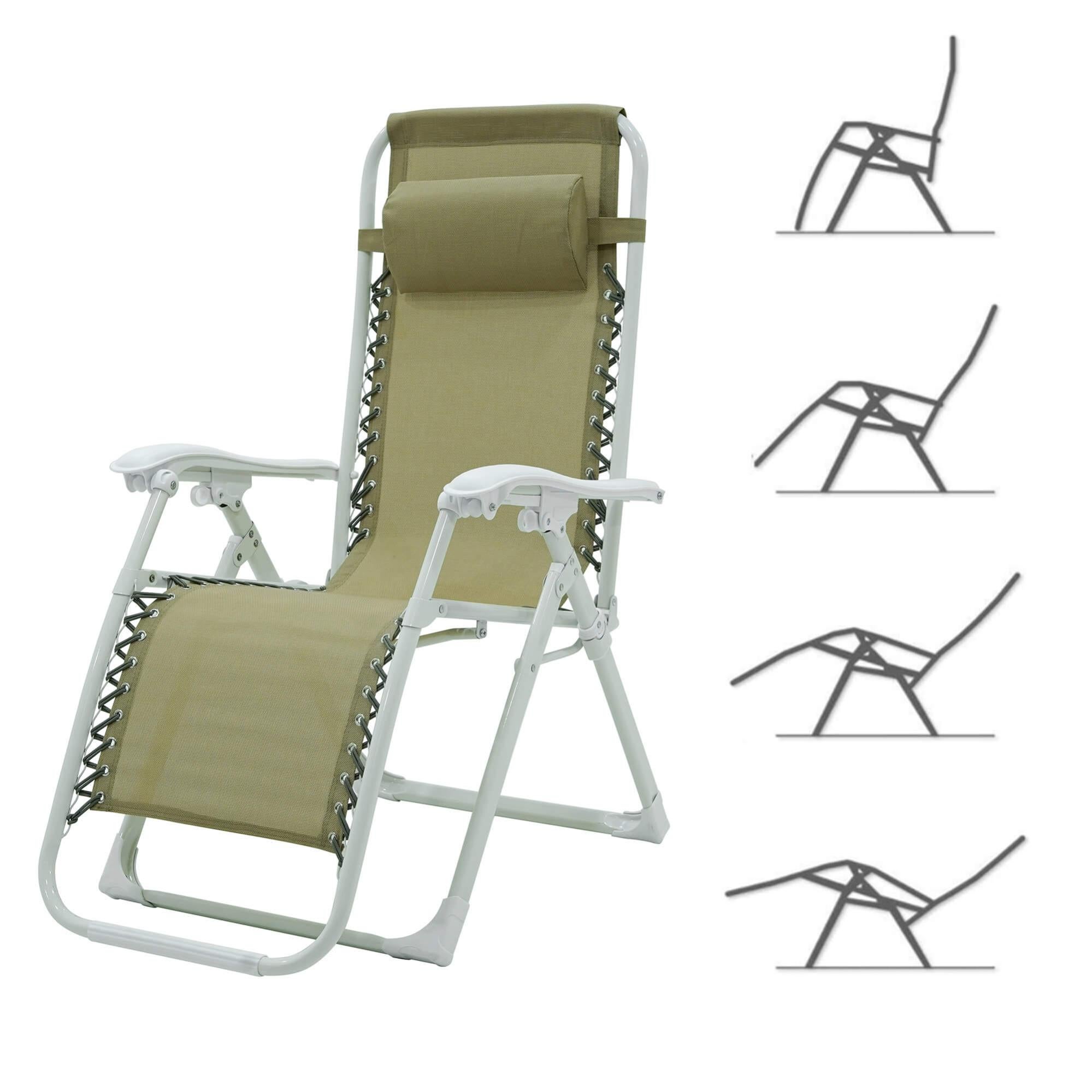 Sedia Sdraio Zero Gravity Reclinabile Pieghevole in Acciaio e Textilene