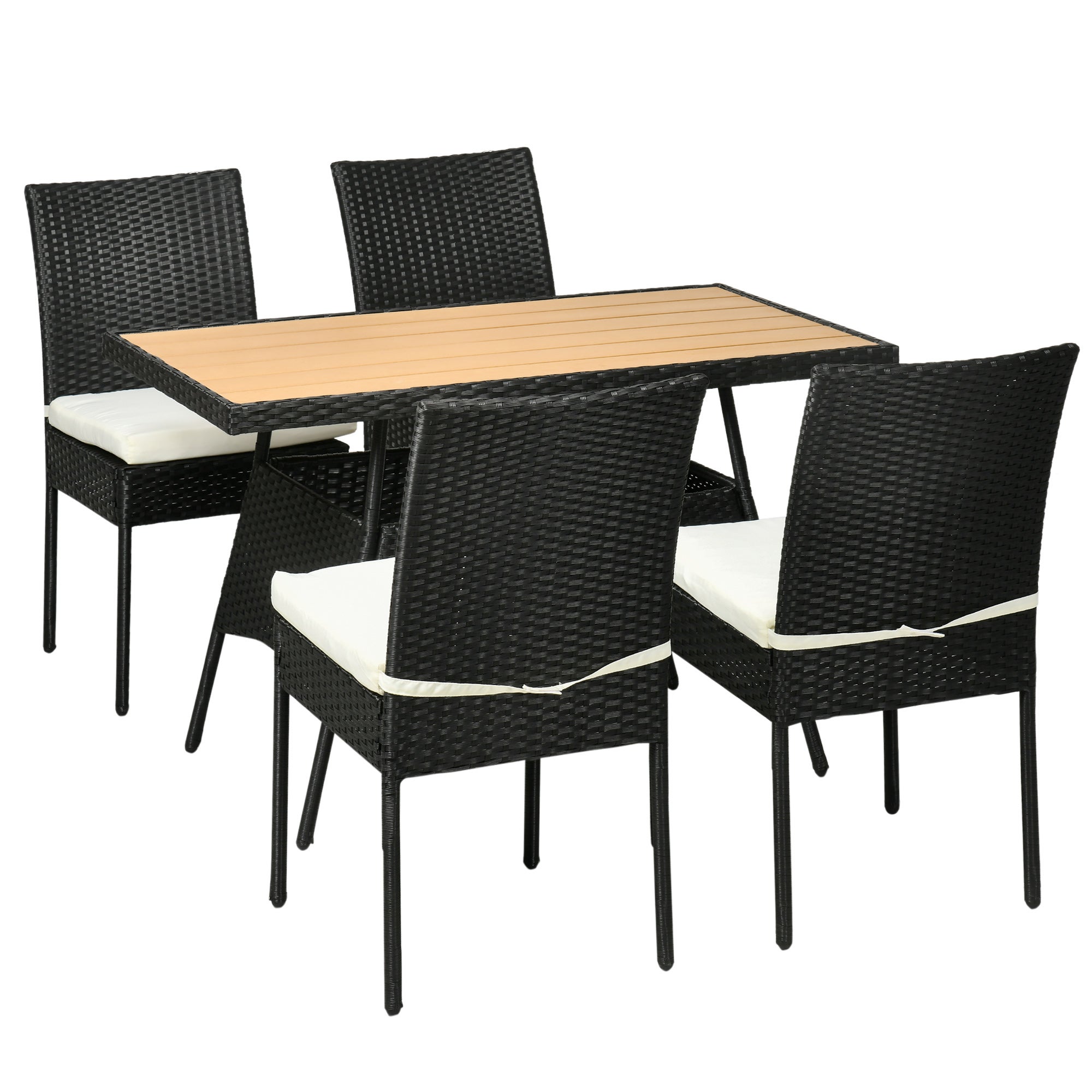 Set di tavolo e sedie da giardino in acciaio granito e rattan 180