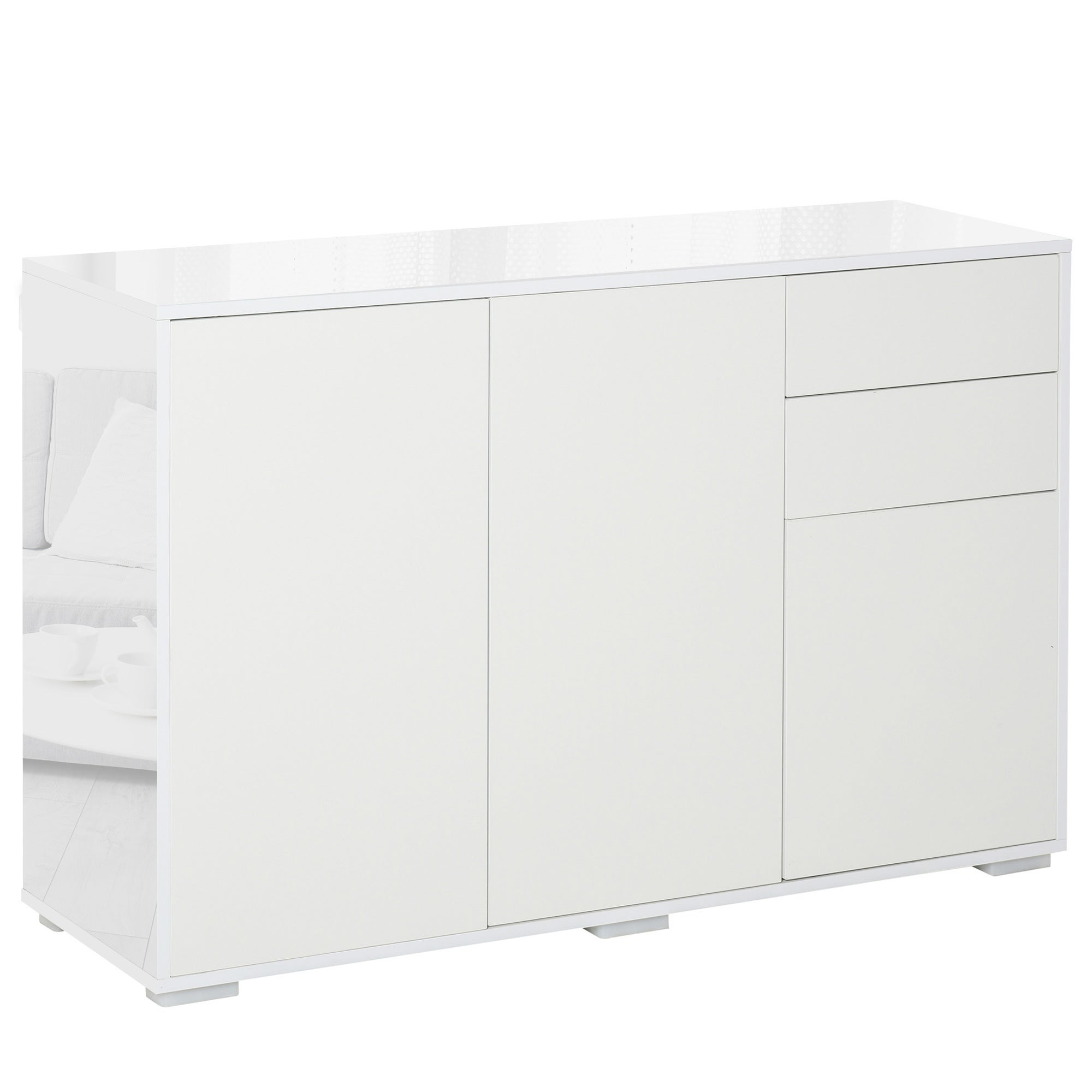 Mobile Multiuso 117x36x74 cm 2 Cassetti 3 ante Bianco