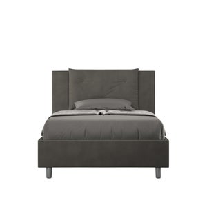 Letto contenitore piazza e mezza Strauss, Made in Italy, Struttura in  ecopelle imbottita, Adatto a materasso 120x190 cm, Nero