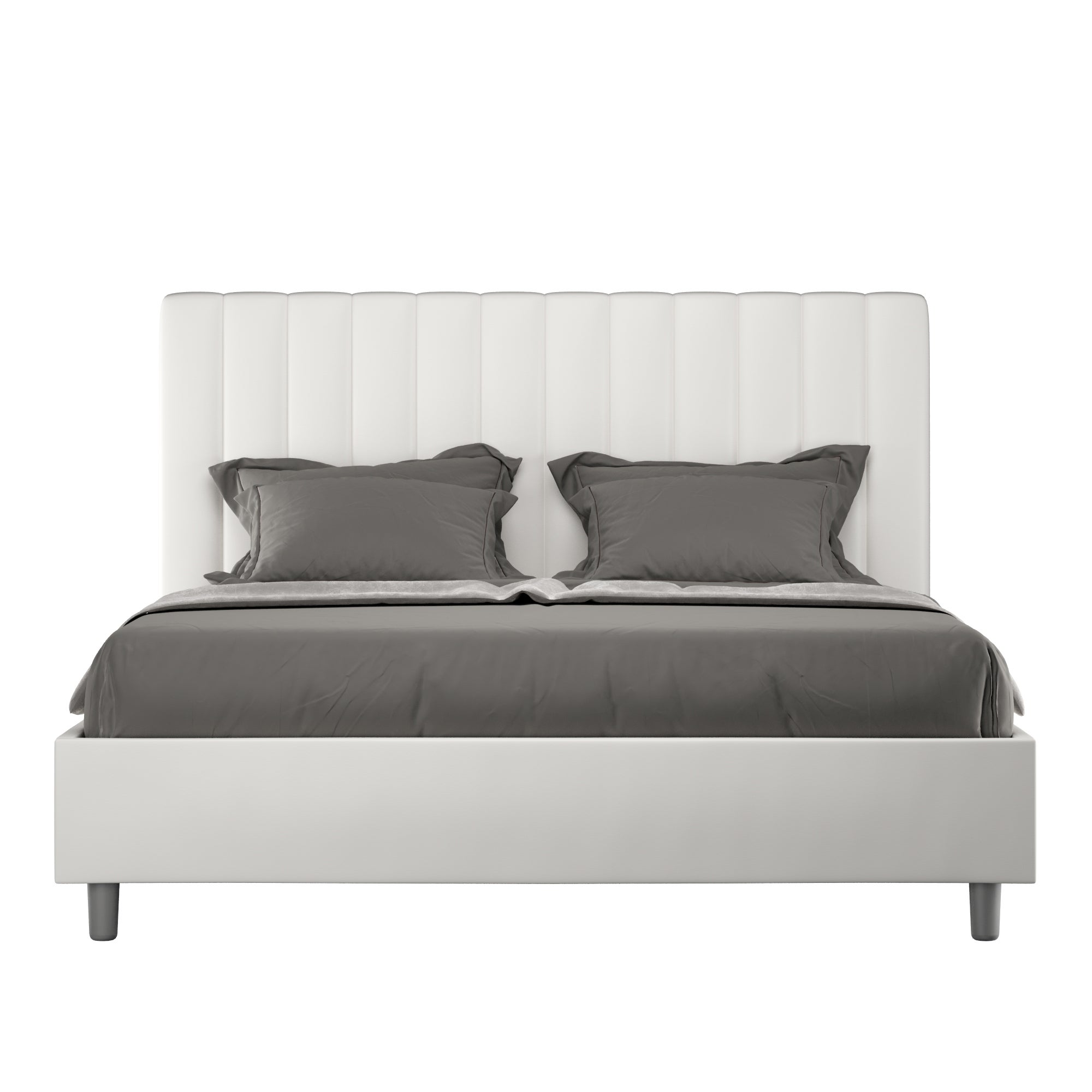 Letto matrimoniale Dbadel, Letto contenitore con rivestimento in tessuto,  100% Made in Italy, Apertura frontale, adatto per materasso 160x190 cm,  Tortora