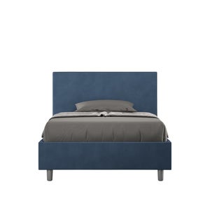 Letto piazza e mezza Deusebi, Letto contenitore con rivestimento in  tessuto, Apertura frontale, adatto per materasso Cm 120x190, Blu