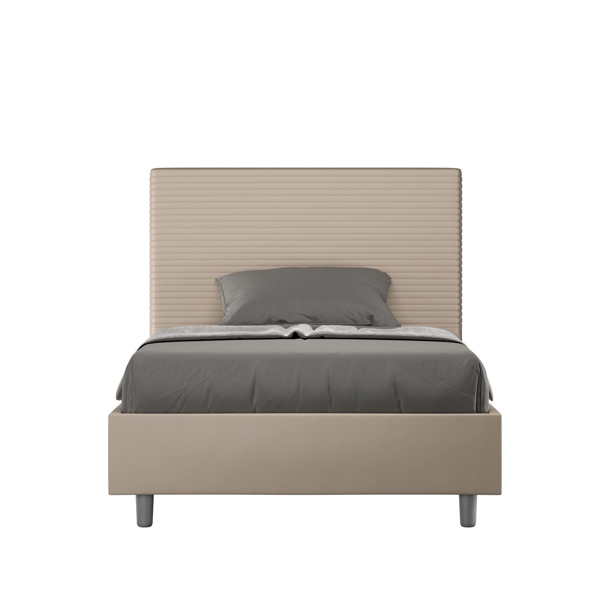 Letto 1 Piazza e Mezzo 130x190 cm con Rete e Contenitore Focus Bianco