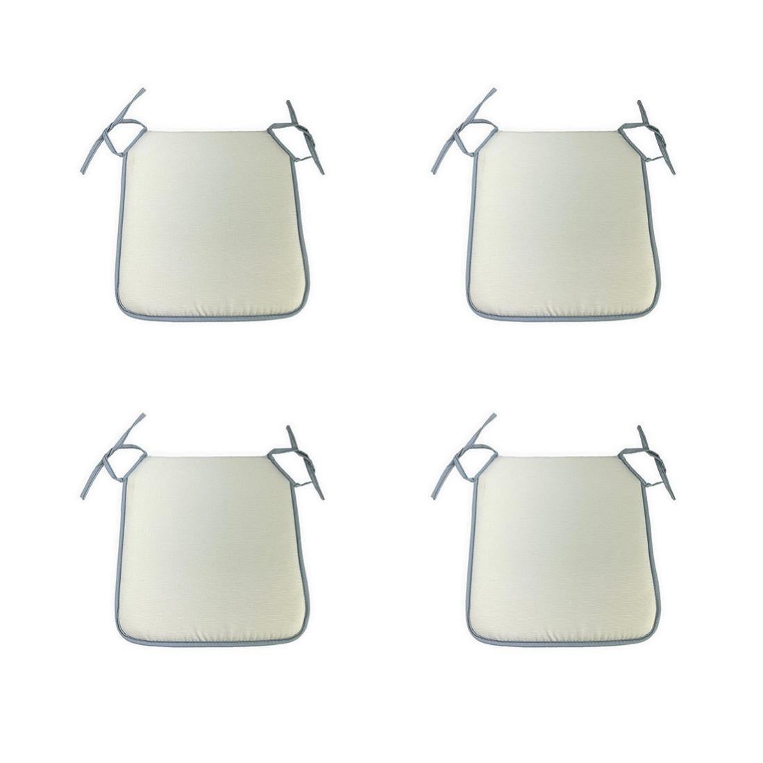 Paquete De 4 Cojines Para Silla Con Lazos 40x40 Cm - Cómodos Cojines De Asiento Relleno En Gris Plata, Ideales Para Interior Y Exterior