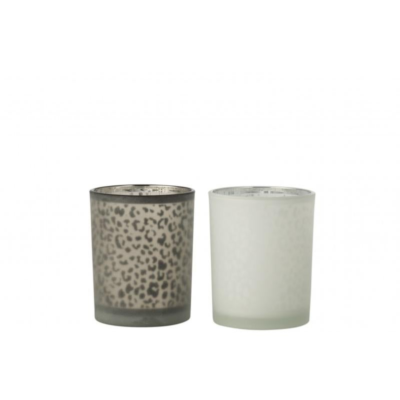 Photophores Lapin EDZARD - Lot De 2 Verre Vert/rose - Hauteur 8cm Pour Bougies Chauffe-plat
