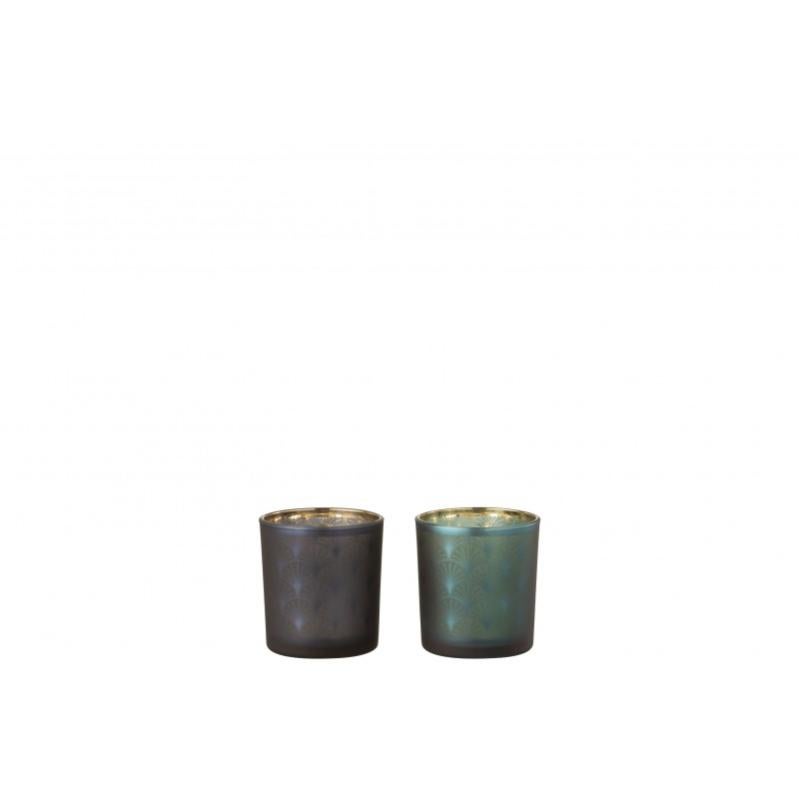Lot de 2 Photophores en verre Plume de Bécasse LOVCA01873