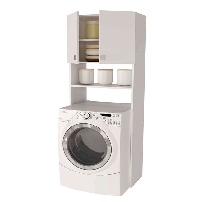 Mueble para lavadora en acabado blanco brillo 64 cm(ancho) 180 cm(altura)  36 cm(fondo)