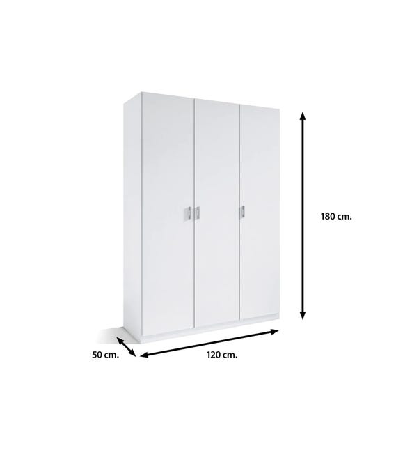 Armario 3 puertas abatibles acabado en blanco 180 cm(alto)120 cm(ancho)50 cm (fondo)
