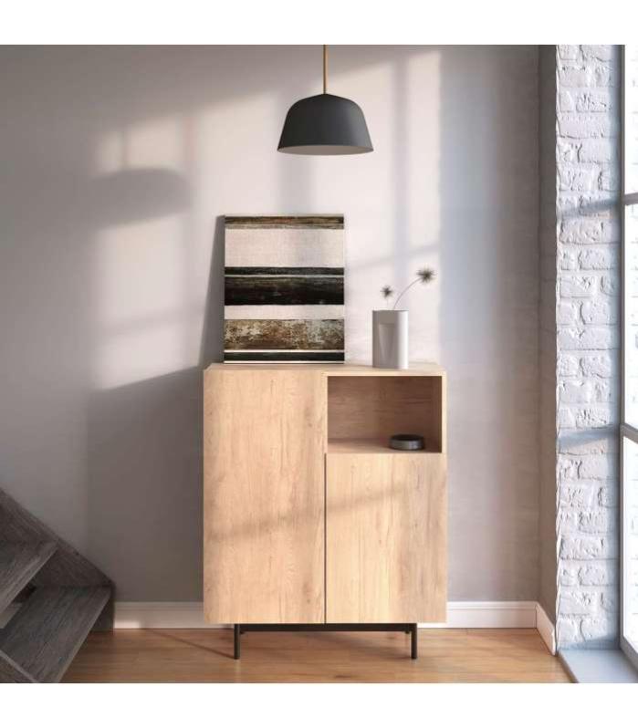 Mueble auxiliar modelo-602-1 acabado roble, 110 cm (alto) x 90 cm (ancho) x 34 cm (prof.)