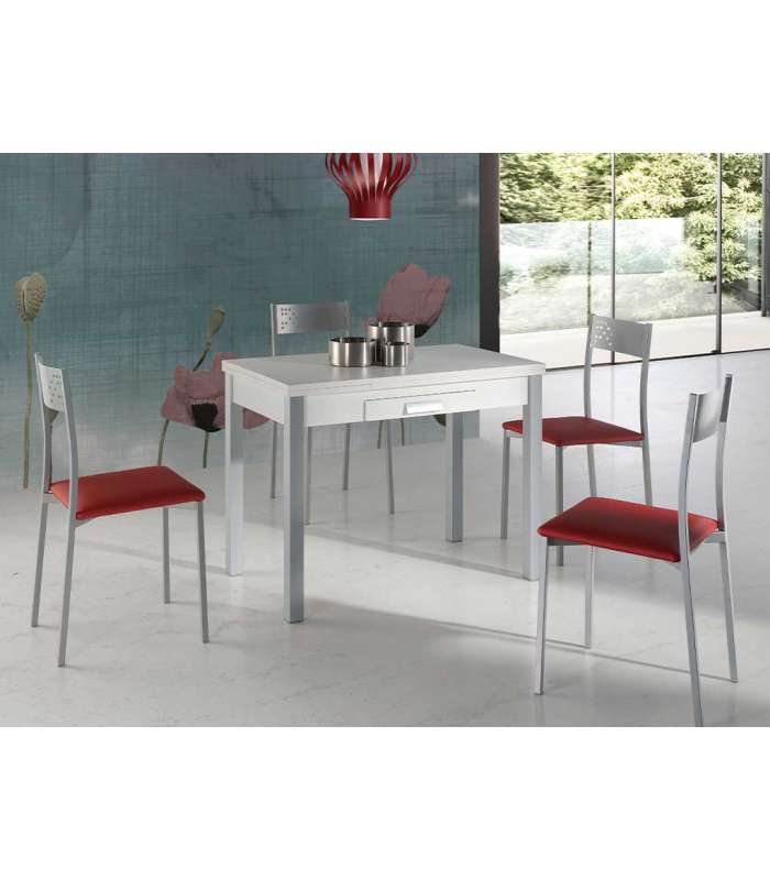 Mesa De Cocina Extensible En Varios Colores Victoria, 100/160 X 60 X 76 Cm  (largo X Ancho X Alto) , Color - Rojo con Ofertas en Carrefour