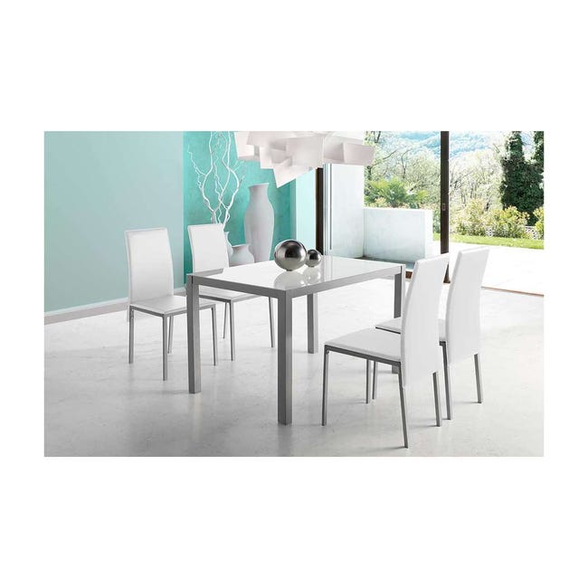 conjunto mesa de y 4 sillas de cocina de cristal